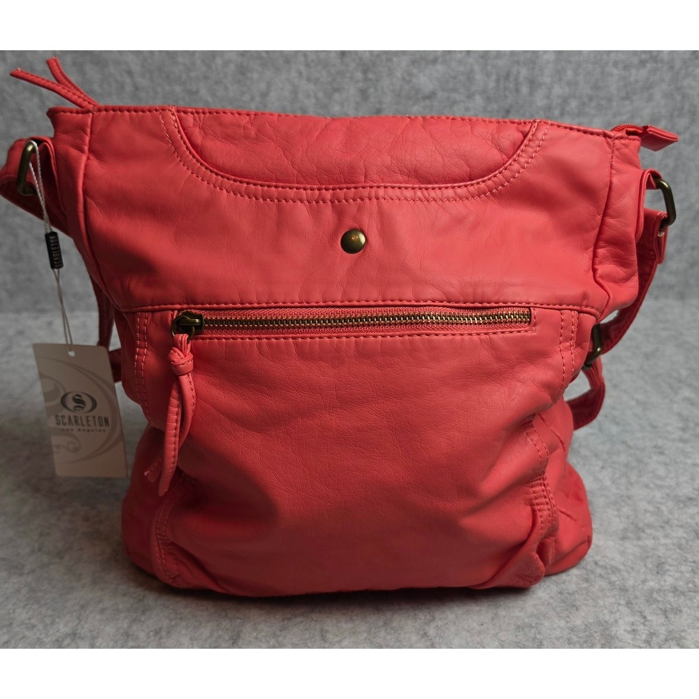 Scarleton Los Angeles Coral Pink Vegan Leather Crossbody Bag Purse NWT